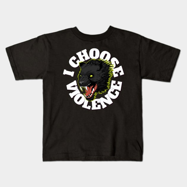 I Choose Violence Demonic Cat Funny Kids T-Shirt by woormle